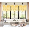 thumbnail image 1 of 1Pc Wave Yellow color waterfall valance with tassels faux silk rod pocket semi sheer ascot dressing window 55" wide X 18" long for kitchen décor, 1 of 5