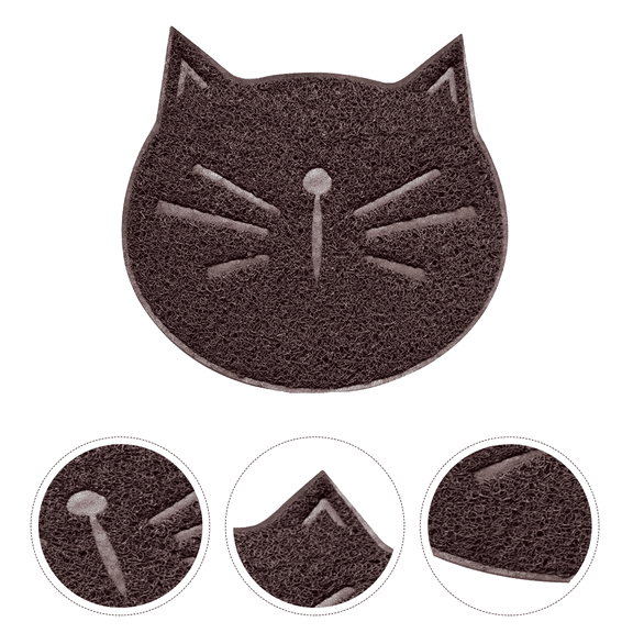 1Pc Wear Resistant Cat Litter Mat Eco Friendly Non Slip Cat Face Shaped Floor Mat Claw Proof Cat Pad For Floors Carpets Litter