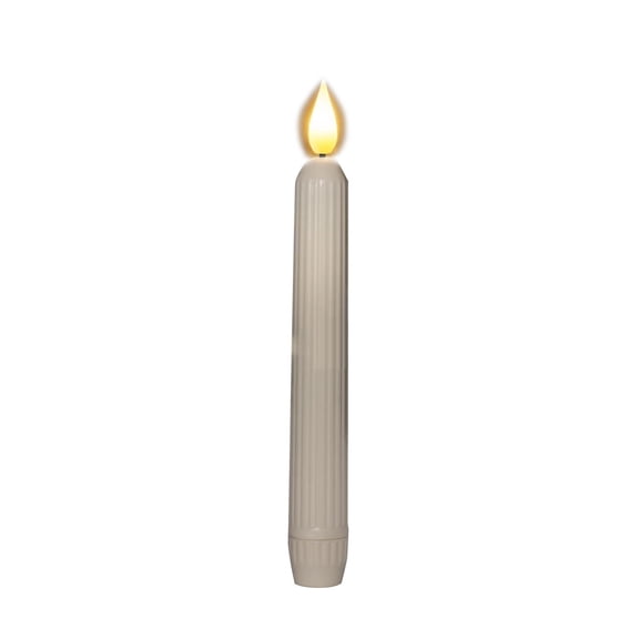 1Pc Window Candles with Sensor Dusk To Dawn-Ivory Stripped Candlesticks,Roman Column Battery Operated Flameless Led Taper for Christmas,Electric Corded Window Candles 7Inch