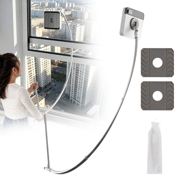 1Pc Window Cleaner With 2 Pads Extendable Window Cleaner Metal For Window Bathroom (D)