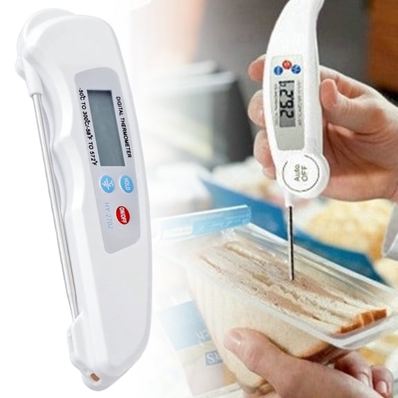 1Pc Wireless Meat Thermometer Digital for Grill - Instant Read Grill Thermometer,Digital Foldable Probe Meat Thermometer with Compact Folding Probe for Cooking Liquids Grilling BBQ Baking,White