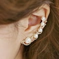 thumbnail image 1 of 1Pc Women Rhinestone Faux Pearl Ear Clip Cuff Earring for Left Ear,Golden, 1 of 8