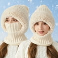 thumbnail image 1 of 1Pc Women’s Knitted Beanie Hat with Face Cover,Windproof One Size Winter Hats for Women,Autumn and Winter Knitted Hat,3 in 1 Winter Balaclava with Mask Scarf Ear Muffs Pompom Plush Lined Snow Caps,A, 1 of 8