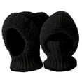 thumbnail image 1 of 1Pc Women’s Knitted Beanie Hat with Face Cover,Windproof One Size Winter Hats for Women,Autumn and Winter Knitted Hat,3 in 1 Winter Balaclava with Mask Scarf Ear Muffs Pompom Plush Lined Snow Caps, 1 of 9