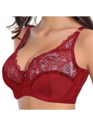 1Pc Women's Scalloped Lace Bra Embroidery Floral Bralette Underwire  Minimizer Bras Unlined 3/4 Cups Bra Non-Padded Plus Size Push up Brassiere  P-INK