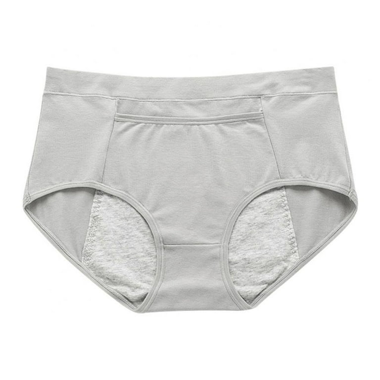 1Pc Women's Pocket Physiological Underwear Women's Leak Proof Widened Pure  Cotton Crotch Large Medium High Waist Sanitary Pants Gray XL