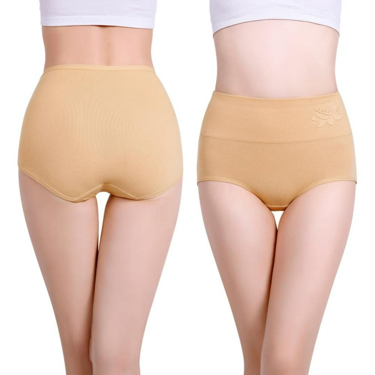 1Pc Womens Cotton Underwear High Waist Postpartum Panties for Ladies Full  Coverage Soft Comfortable Briefs Panty Plus Size Beige L