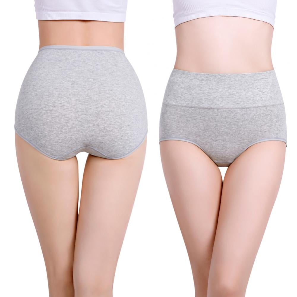 5pcs Ladies High Waist Knickers Women's Cotton Briefs Underwear Full Back  Coverage Panties Plus Size