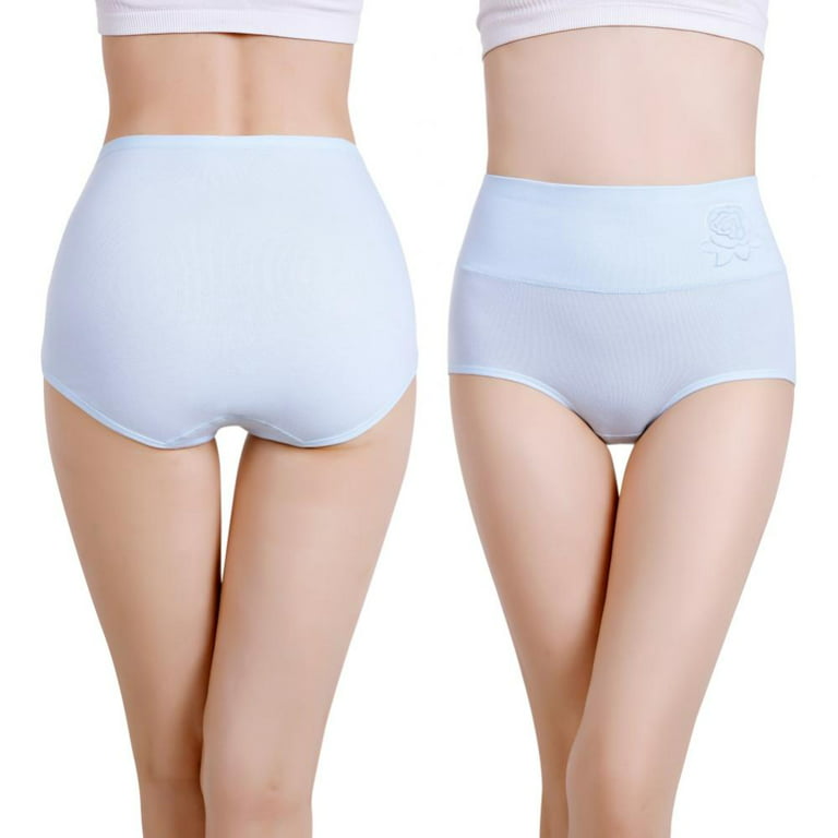 1Pc Womens Cotton Underwear High Waist Postpartum Panties for Ladies Full  Coverage Soft Comfortable Briefs Panty Plus Size Light Blue 2XL 