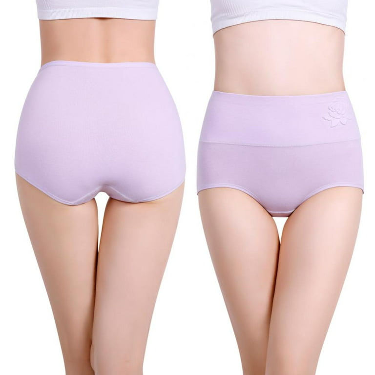 1Pc Womens Cotton Underwear High Waist Postpartum Panties for Ladies Full  Coverage Soft Comfortable Briefs Panty Plus Size Light Purple 2XL