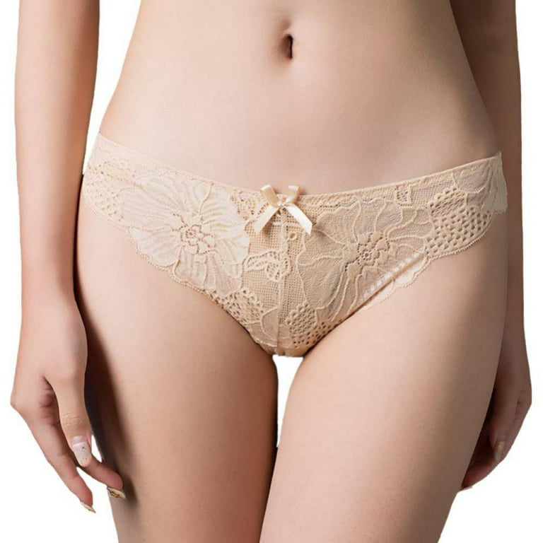 1Pc Womens Lace Panties Underwear Bow Bikini Panty for Ladies Low-rise  Seamless Hipster Breathable Soft Stretch Panty Underpants Skin Color XL