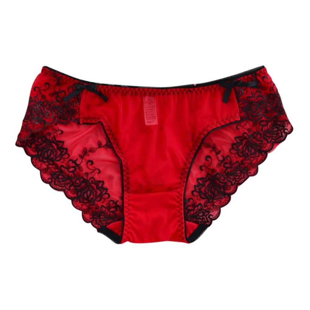 A Ladies Panty with Black Lines and Red Cherries Prints Stock