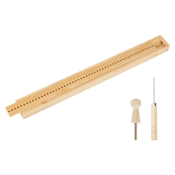 1Pc Wood Bookbinding Punching Cradle with Piercing Guide Bookbinding Supplies for Book Lover with 1pc Awl Pricker Sewing Tool Kit BurlyWood