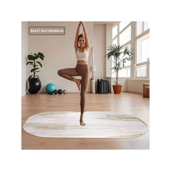 1Pc Wood Grain Non-Slip Yoga Mat With Arc Design - Easy To Store And Carry,Excellent Anti-Slip Performance,63x34.5in(160x80x0.15cm), Heavy-Duty Cushioned Pilates & Exercise Mat For Home Gym, Dance