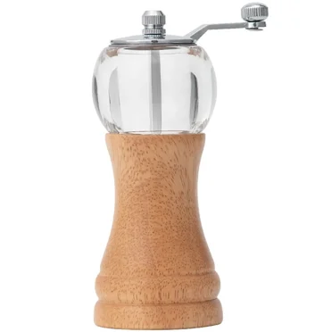 1Pc Wood Salt and Pepper Grinder Manual Flax Seed Mill Adjustable Coarseness Household Grinding Bottle Hand Crank Spice Mill (Wood Color)