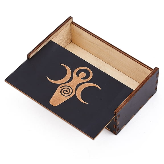 1Pc Wood Tarot Card Box Small Tarot Storage Boxes Goddess Printed Card Case Fortune Telling Trinket Keepsake Box Rectangle Magic Cards Holder