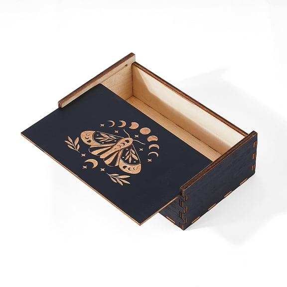 1Pc Wood Tarot Card Box Small Tarot Storage Boxes Moth Card Case Fortune Telling Trinket Keepsake Box Rectangle Magic Cards Holder