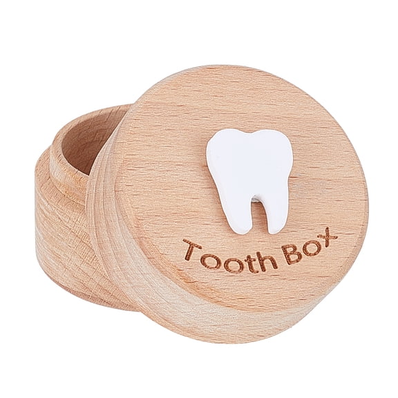 1Pc Wood Tooth Storage Box 2.05x1.65 Inch Cute Tooth Fairy Box for Girls Wooden Teeth Keepsake Organizer Boxes Memory Boxes Stores Lost Teeth for Parents Collection Storage DIY