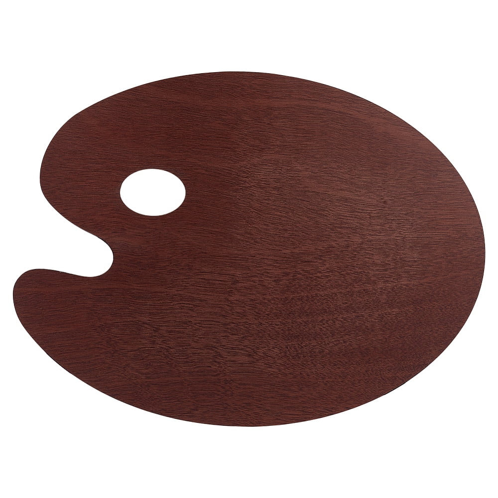 1Pc Wooden Oil Painting Palette Oval Coconut Brown 390x295x5mm DIY