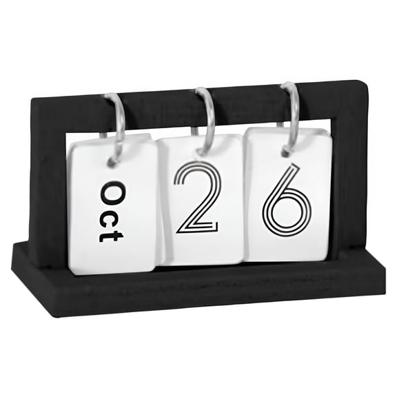 1Pc Wooden Perpetual Desk Calendar,2026 Reusable Office Desktop Decor,Wood Desktop Perpetual Flip Calendar Desk Decor Calendar,Rustic Farmhouse Desk Accessories for Home Office Decor,Black