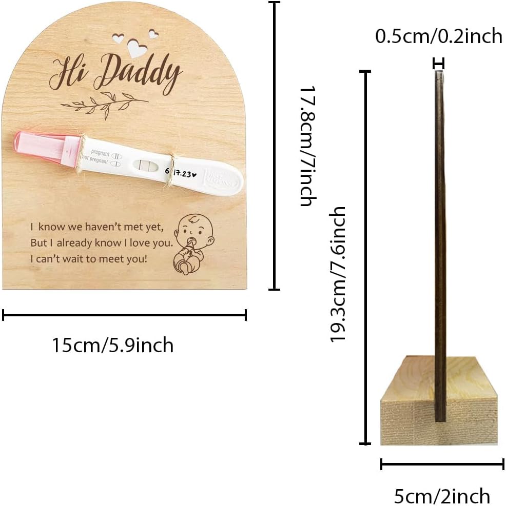 Wooden Pregnancy Announcement Sign – "Having You As A Daddy" Keepsake With Base & Twine For Reveal Gift - View #9