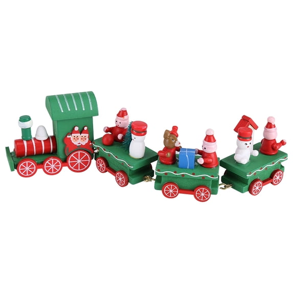 1Pc Wooden Train Christmas Santa Claus Festival Ornament Home Party Decor Kids Toy Gift Green