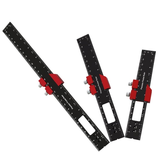 1Pc Woodworking Pocket Ruler Scriber Positioning Layout Tool Aluminum Alloy Scribing Gauge Ruler With Slide Stop For Carpenter 200Mm Smile Home