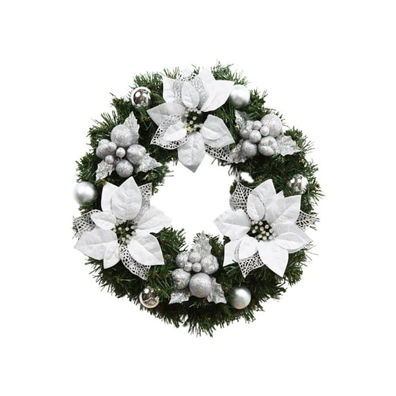 Wreath - Home Brand - 11.8Inch Small Christmas Wreath For Front Door Artificial Greenery Spruce Wreath With 3 & Glittering Xmas Ornaments Holiday Home Wall - 1Pc Wreath