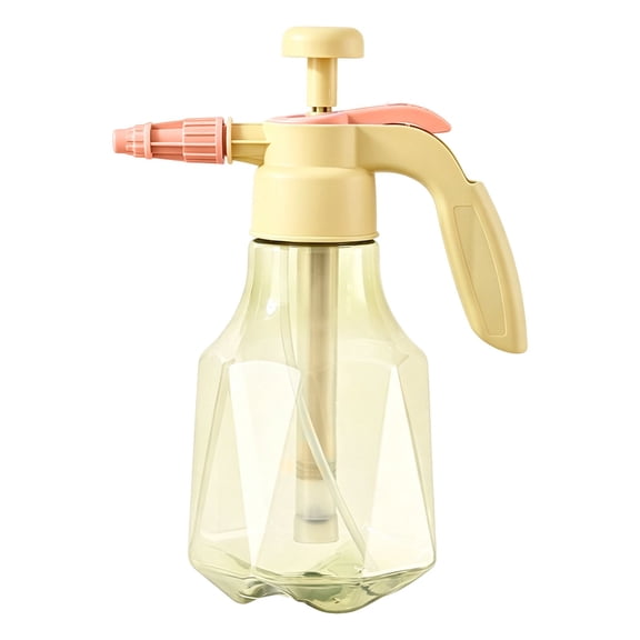 1Pc Yellow Handheld Garden Sprayer 1.5 Liter, Translucent Diamond-Cut Waterer with Lockable Trigger, 51 Ounce Manual Pump Mister for Car