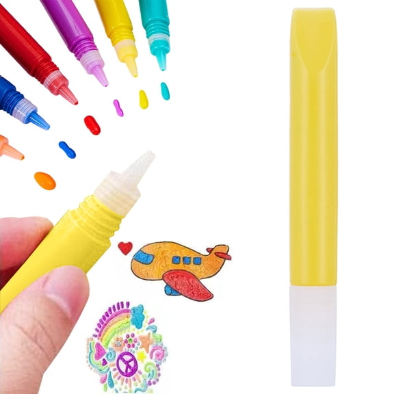 1Pc Yellow Puffy Pen, Heat Activated 3D Expand Bubble Marker, Raised Texture DIY Painting Pen, Multisurface Stereo Craft Marker, Bubble Texture Decor Art Pen, Portable Hand Drawing Paint Marker