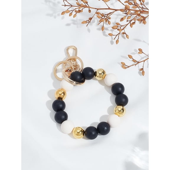 1Pc Zinc Alloy & Silicone Mobile Phone Straps Black 120mm