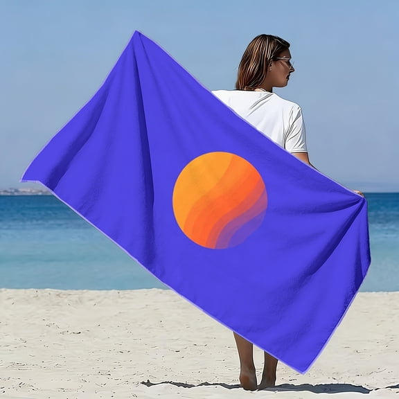 1Pc, dream gradual change style 2D flat print pattern soft beach towel, suitable for seaside vacation, beach camping, pool party and other scenes, ideal gift for friends and summer festivals