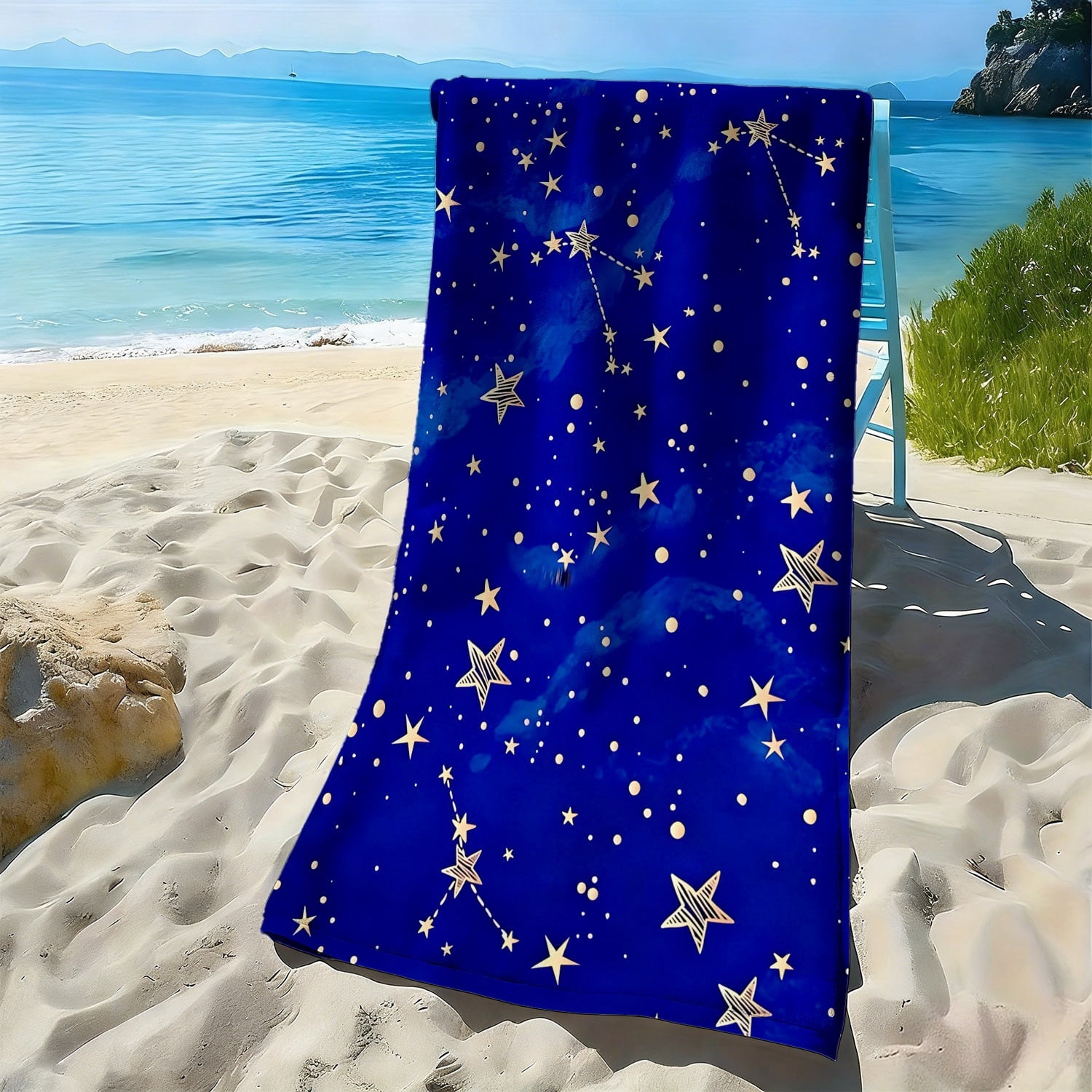 1Pc, dream starry sky style soft beach towel, constellation printing ...