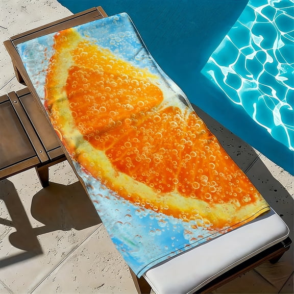 1Pc, orange print soft beach towel, fresh fruit pattern, suitable for seaside vacations, pool parties, outdoor picnics, ideal gifts for friends and summer holidays
