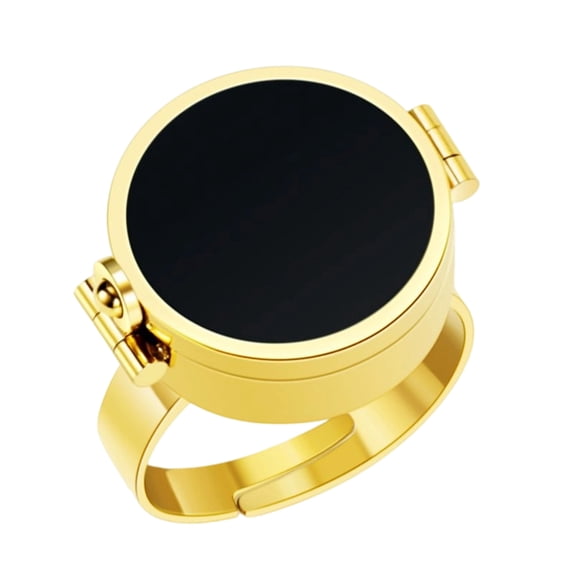 1PcCreative Storable Lipstick Rings Fashion Stainless Steel Finger Rings Adjustable Gift for Girlfriend Lip Balm Storage