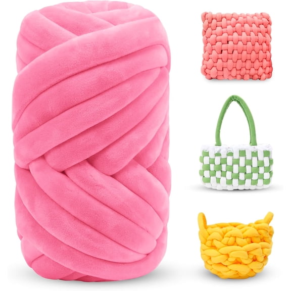 1Pcs 0.55lb/10 Yards Thick Chunky Yarn for Arm Knitting Jumbo Tube Yarn Soft Chunky Knit Blanket Yarn, Velvet Yarn for Crocheting Handbags Hand Knitting Pet Bed Rugs Pillows Crafts