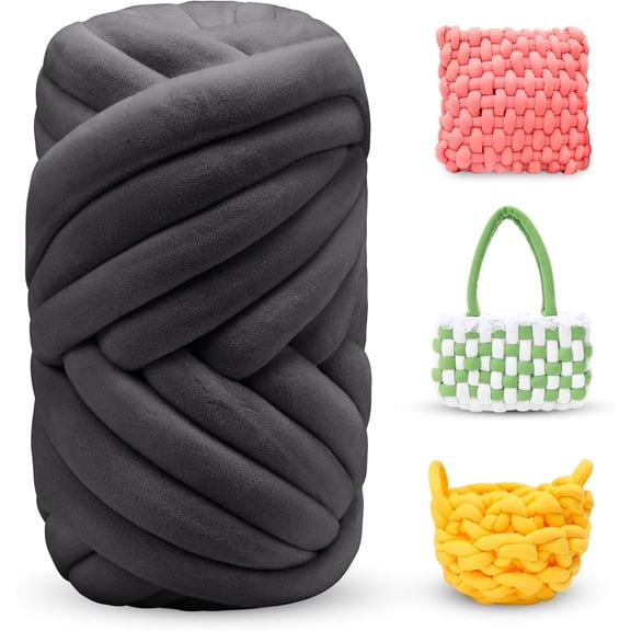 1Pcs 0.55lb/10 Yards Thick Chunky Yarn for Arm Knitting Jumbo Tube Yarn Soft Chunky Knit Blanket Yarn, Velvet Yarn for Crocheting Handbags Hand Knitting Pet Bed Rugs Pillows Crafts