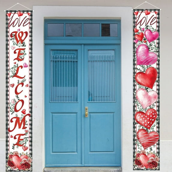 1Pcs 11.8"W x 70.87"L Love Valentine's Day Couplet Valentine's Day Couplet Decoration, Valentine's Day Indoor Outdoor Party Couplet Decoration for Any Backyard, Lawn And Garden