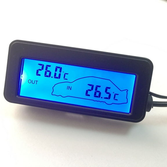 1Pcs 12V Digital Lcd Car Thermometer Inside/Outside Temperature Gauge Meter Blue