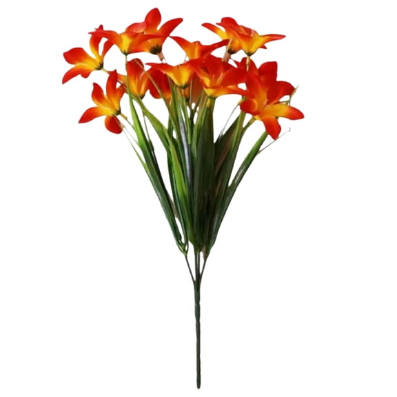 1Pcs 13.78 Inches Artificial Freesia Flowers, Artificial Daffodils with Long Stems Green Leaves, Real Touch Flowers Spring Decorations for Home Winter Floral Arrangements(Red)