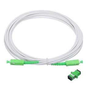 Uxcell 1Pcs 16.4ft Single Mode Simplex OS2 Fiber Optic Cable LSZH SC/APC-SC/APC Armored Jumper Optical White with Adapter