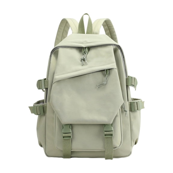 1Pcs 16.53in Multi Pocket Water Resistant Nylon Backpack, Adjustable Buckle Casual Laptop Daypack, Lightweight Storage Book Bag For Office Commute Weekend Travel