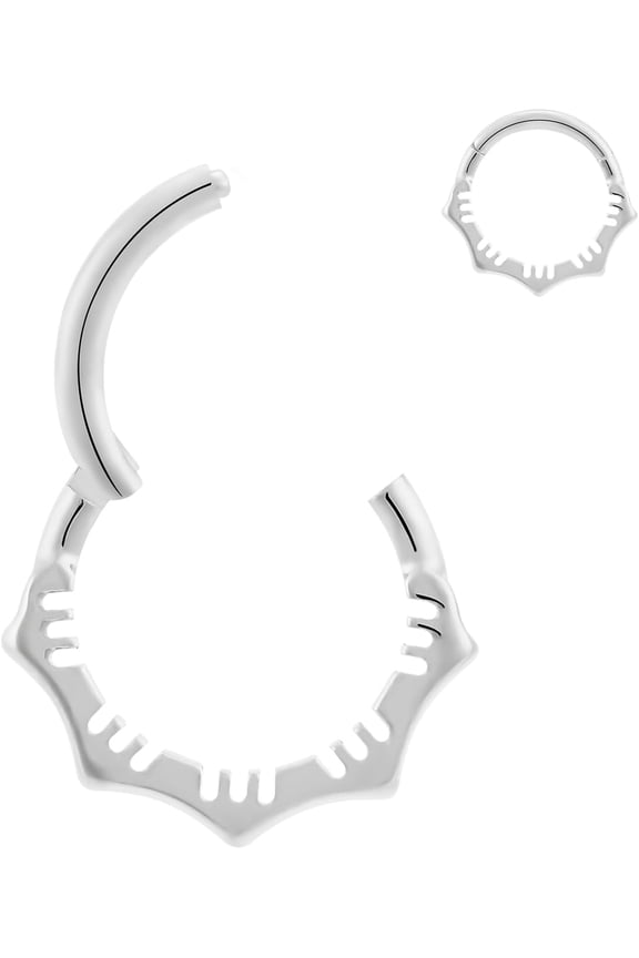 1Pcs 16G Titanium Nose Rings Silver Flower Hinged Septum Ring 16 Gauge 8mm Daith Hoop Earring Stacked Septum Rook Clicker Piercing