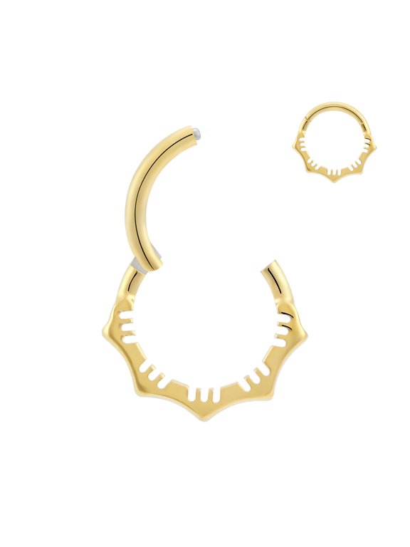 1Pcs 16G Titanium Nose Rings Silver Flower Hinged Septum Ring 16 Gauge 8mm Daith Hoop Earring Stacked Septum Rook Clicker Piercing