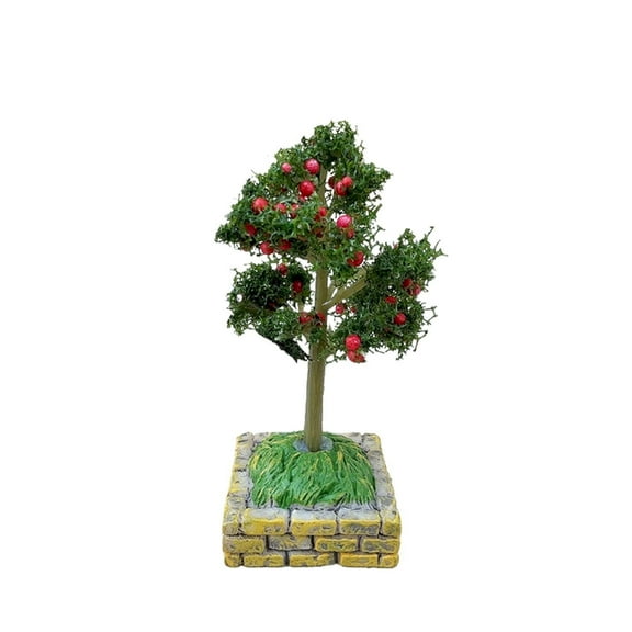 1Pcs 2.56 Inch Mini Red Fruit Tree Model, Artificial Tree with Base for Diorama, Micro Landscape & Dollhouse Decor