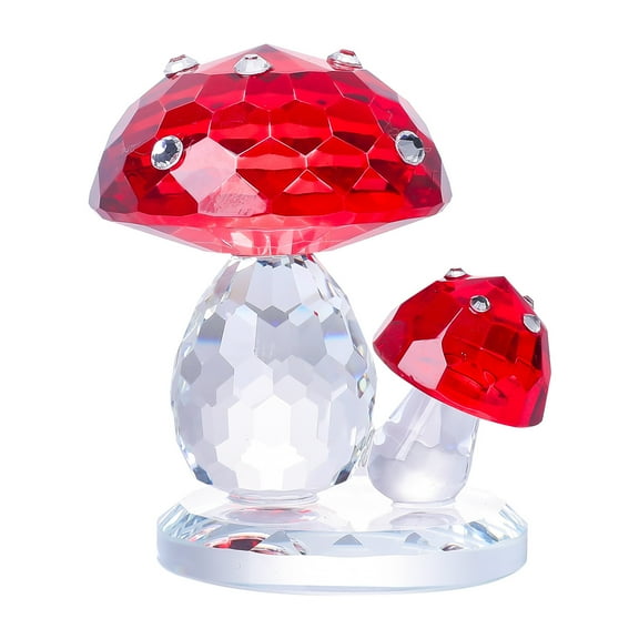 1Pcs 2.75in Crystal Mushroom Decor for Mushroom Lover Home Table Ornament Collectible,Red