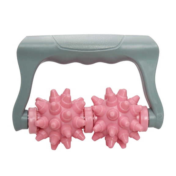 1Pcs 2 Wheel Massage Roller, Cellulite Massager with Ergonomic Handle, Pressure Point Muscle Roller Tool for Foot Arm Body Neck Leg Soreness Pain Relief After Workout 7.1x5.1 Inch Pink