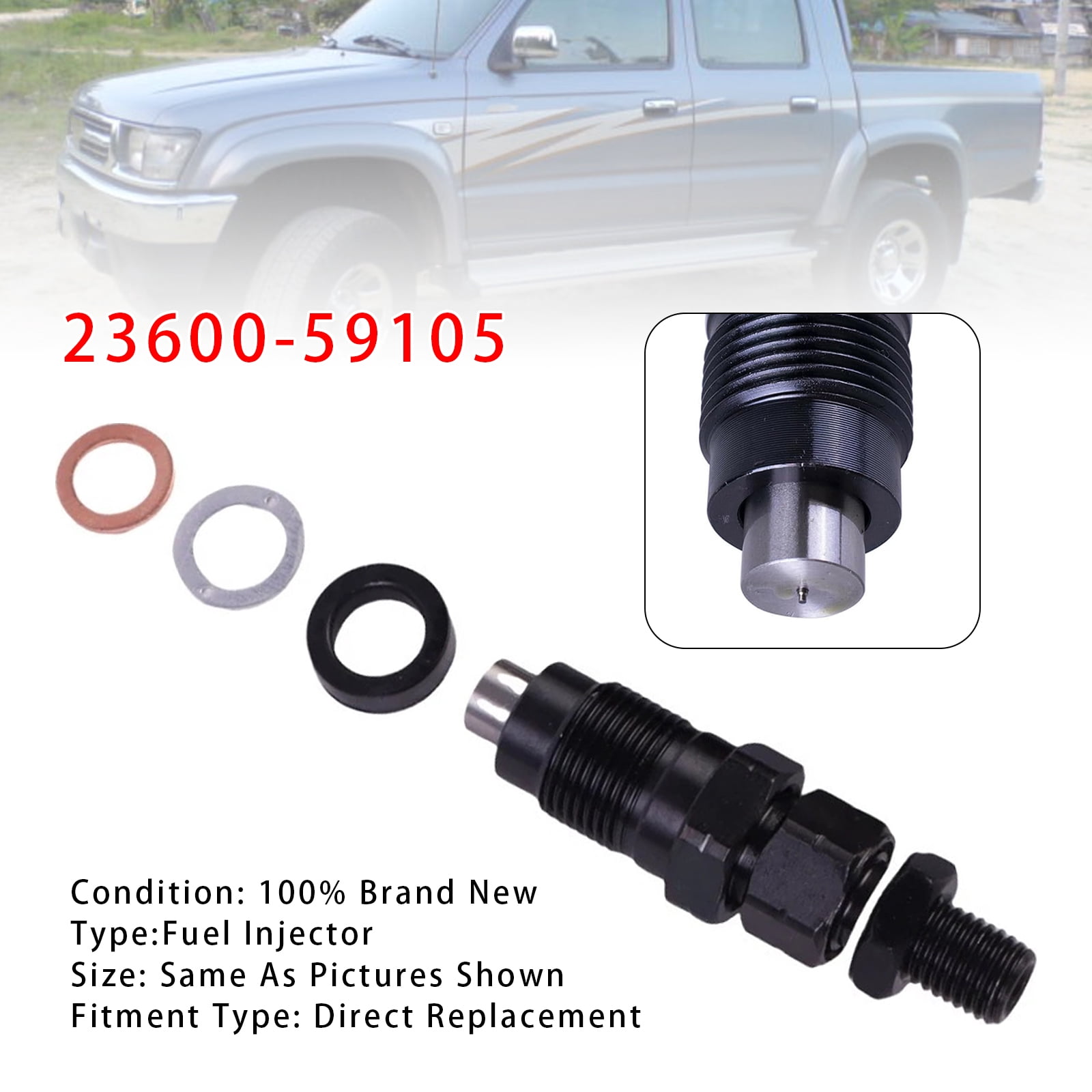 1Pcs 23600-59105 Diesel Injector for Toyota 3L Engine / Hilux / Hiace 2 ...