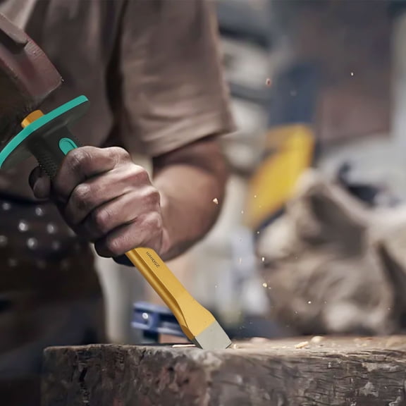 1Pcs 250Mm Masonry Chisel Flat Head With Hand Guard For Demolition Carving Fangkenuo