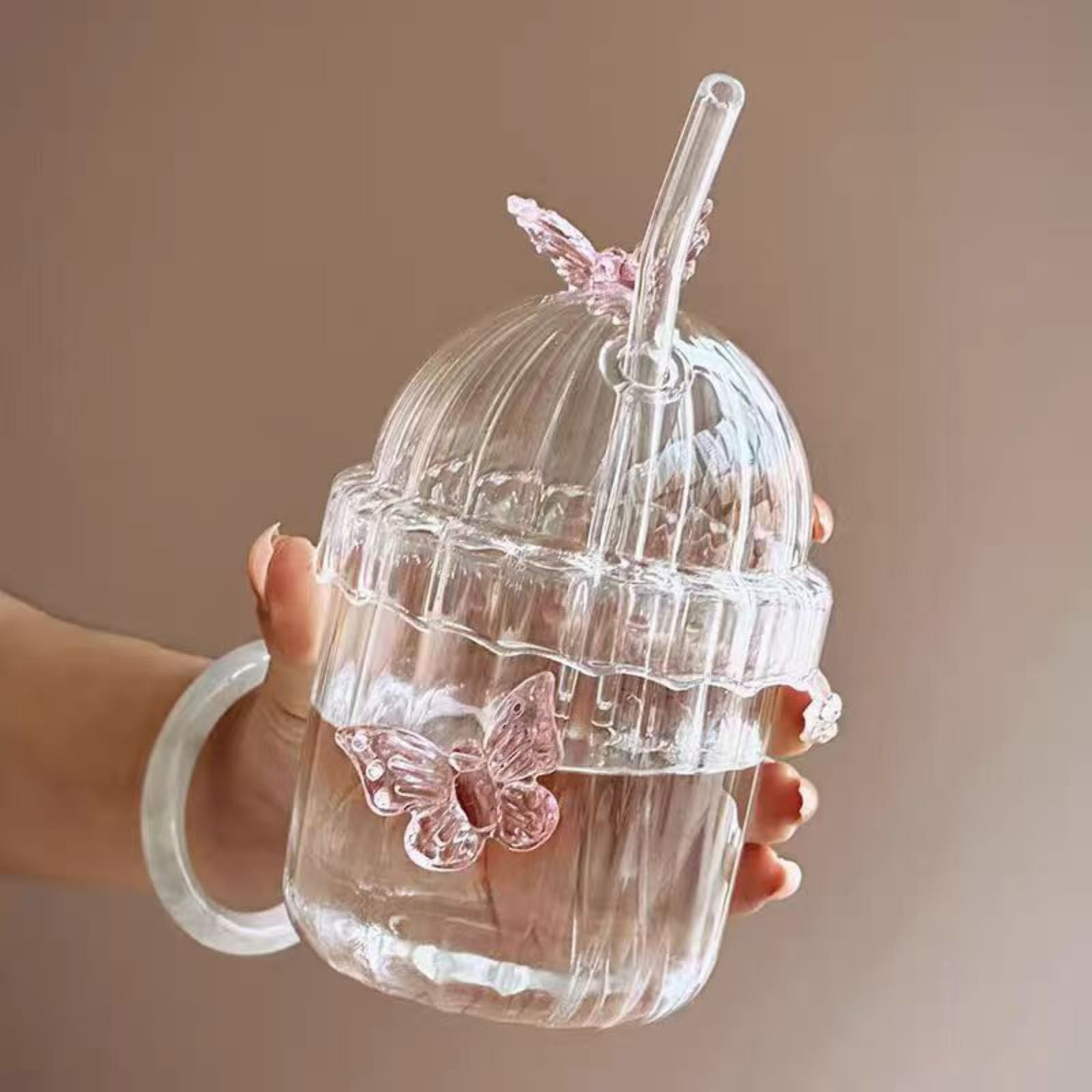 1Pcs 280ML Drinking Glasses with Bow-knot Ripple Drinking Glasses Ribbed Glass Cups Vintage for ...